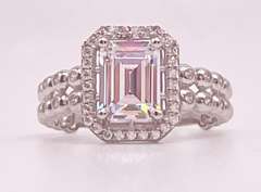 14kt Solid White Gold Cocktail Ring