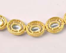 Blindingly Sparkling 36.00CTW Oval-Cut Faceted Sky Blue Topaz & 10.00CTW Diamond Necklace