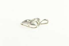 10K White Gold Classic Diamond Heart Love Symbol Curvy Pendant