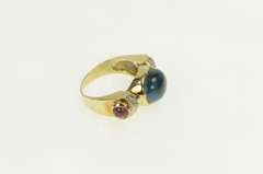 14K Yellow Gold 1930's 4.00 Ctw Blue Topaz Tourmaline Diamond Ring