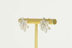 14K White Gold 3.00 Ctw 1950's Diamond Flower Snowflake Earrings