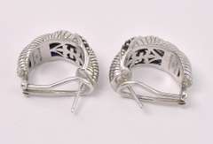 Blue Topaz Hoop Earrings In Sterling Silver