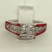 LADIES 14K WHITE GOLD AND DIAMOND RING