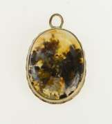 10K Yellow Gold Victorian Oval Dendritic Agate Cabochon Pendant