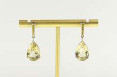 14K White Gold Pear Citrine Bar Drop Dangle Statement Earrings