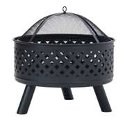 U-style Round Fire Pit Steel Wood Burning BBQ Grill