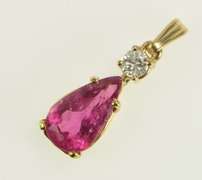 14K Yellow Gold 3.25 Ctw Pear Tourmaline Diamond Accent Pendant