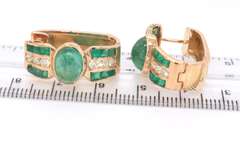 Majestic 18kt Emerald Cab, Emerald and Diamond Earrings