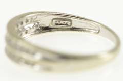 10K White Gold Tiered Diamond Channel Classic Wedding Band Ring