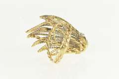 14K Yellow Gold 1940's White Sapphire Fanned Leaf Cluster Ring