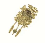 14K Yellow Gold 3D Articulated German Cuckoo Clock Charm/Pendant