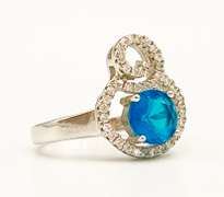 Fancy .925 Sterling Silver Gemstone Halo Ring