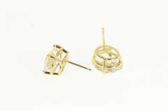 14K Yellow Gold Oval Cubic Zirconia Solitaire Vintage Stud Earrings