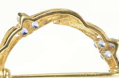 14K Yellow Gold Retro Sapphire Cluster Accent Twist Circle Pin/Brooch