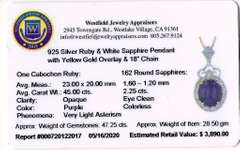 Dazzling Massive 45.00CTS Oval Cabochon-Cut Ruby and Approx. 2.25CTW White Sapphire Pendant Necklace