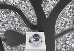 Remarkable Platinum Tanzanite and Diamond Ring