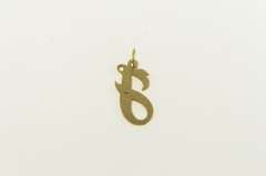 14K Yellow Gold F Cursive Letter Initial Name Monogram Charm/Pendant