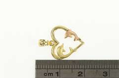 14K Yellow Gold Dolphin Heart Love Symbol Vintage Pendant