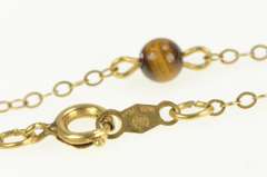 Gold Filled 1.5mm Tiger's Eye Beaded Retro Chain Link Necklace