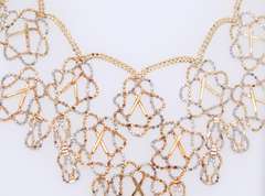 Attractive Two Tone Gold Woven Bead Chain Necklace