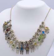 Vintage 925 Sterling Silver Birthstone Childred Figural Necklace