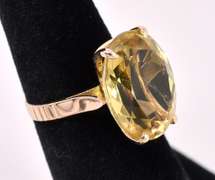 Large Citrine Ring In 14K Yellow Gold
