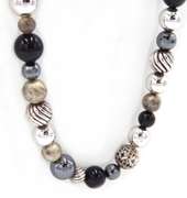 David Yurman Elements Black Onyx and Hematite Graduated Necklace in Sterling
