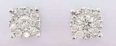 Halo Studded Diamond Earring with 14k White Gold