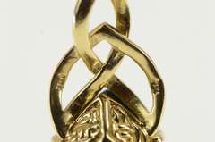 14K Yellow Gold Marquise Smoky Quartz Solitaire Elaborate Pendant