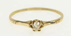 14K Yellow Gold Victorian Diamond Solitaire Gypsy Promise Ring