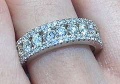 LADIES 14K WHITE GOLD THREEE ROW CHANNEL SET ROUND DIAMOND 1.48 CARATS T.W. WEDDING BAND