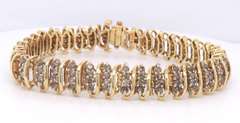 Elegant Yellow Gold Diamond Fancy Tennis Bracelet