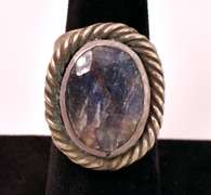 Awesome 12.24CTS Checkerboard Cut Blue Sapphire Ring in Sterling Silver