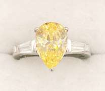 18kt White Gold Plated Sterling Silver & Yellow Sapphire Ring