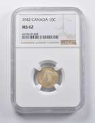 MS62 1942 Canada 10 Cents NGC