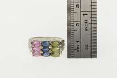 14K White Gold 2.50 Ctw Pink Topaz Sapphire Peridot Cluster Ring