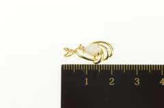 14K Yellow Gold Pear Syn. Opal Diamond Accent Classic Pendant