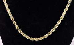 Sparkling Hollow Rope Chain Necklace In 14K Yellow Gold