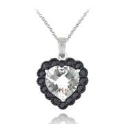 4ct White Topaz & Black Spinel Necklace in Sterling Silver