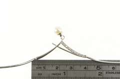 14K White Gold Vintage Pearl CZ Freeform Classic Vintage Necklace