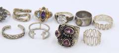 Group Lot of 11 Vintage 925 Sterling Silver Rings