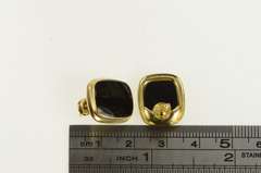 10K Yellow Gold Squared Black Onyx Inlay Statement Stud Earrings