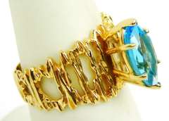 Stellar 14K Blue Topaz Wide Ring, Size 7