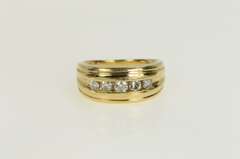 14K Yellow Gold 0.60 Ctw Five Stone Men's Diamond Wedding Ring