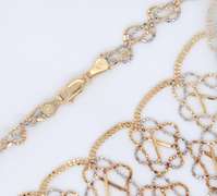 Attractive Two Tone Gold Woven Bead Chain Necklace
