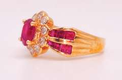 18kt Solid Yellow Gold, Ruby, & Diamond Ring