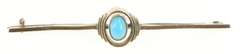 9K Yellow Gold Victorian Oval Turquoise Statement Bar Pin/Brooch