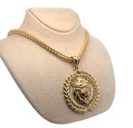 14K YELLOW GOLD LION CHARM NECKLACE
