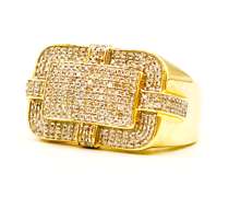 14kt Solid Yellow Gold & Diamond Men's Ring