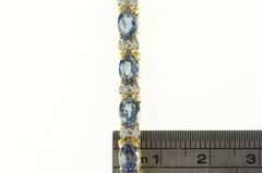 14K Yellow Gold 11.38 Ctw Cornflower Sapphire Diamond Tennis Bracelet